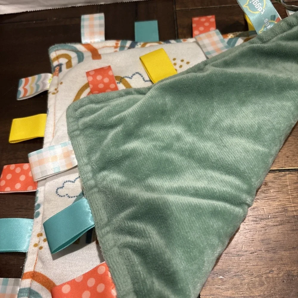 Mary‎ Meyer Taggies Baby Security Blanket Green Rainbows Fleece Comfort Rainbow
